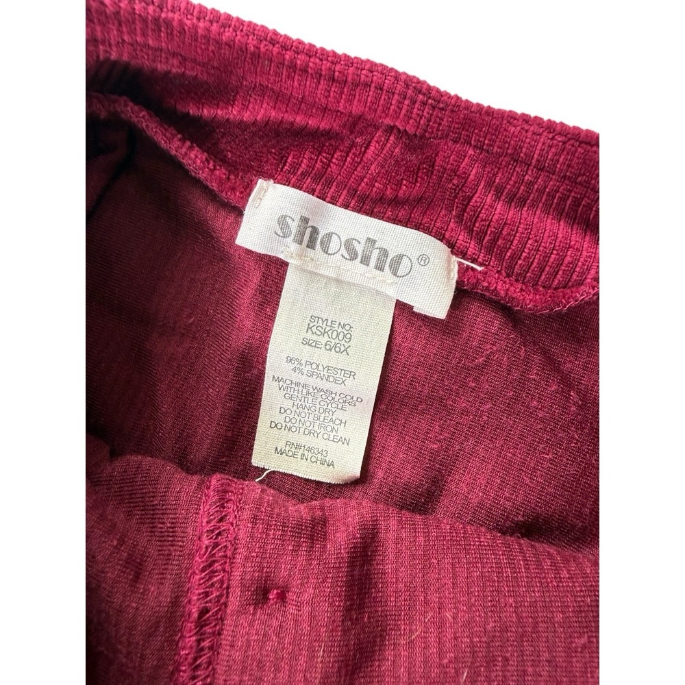 Shosho Girls Corduroy Skirt Size 6/6X Burgundy Red Heart Pockets Button Front - Picture 5 of 6